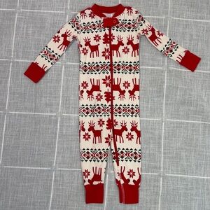 Hanna Andersson 18-24 Month Holiday Dear Deer Organic Cotton Zip Sleeper Pajamas